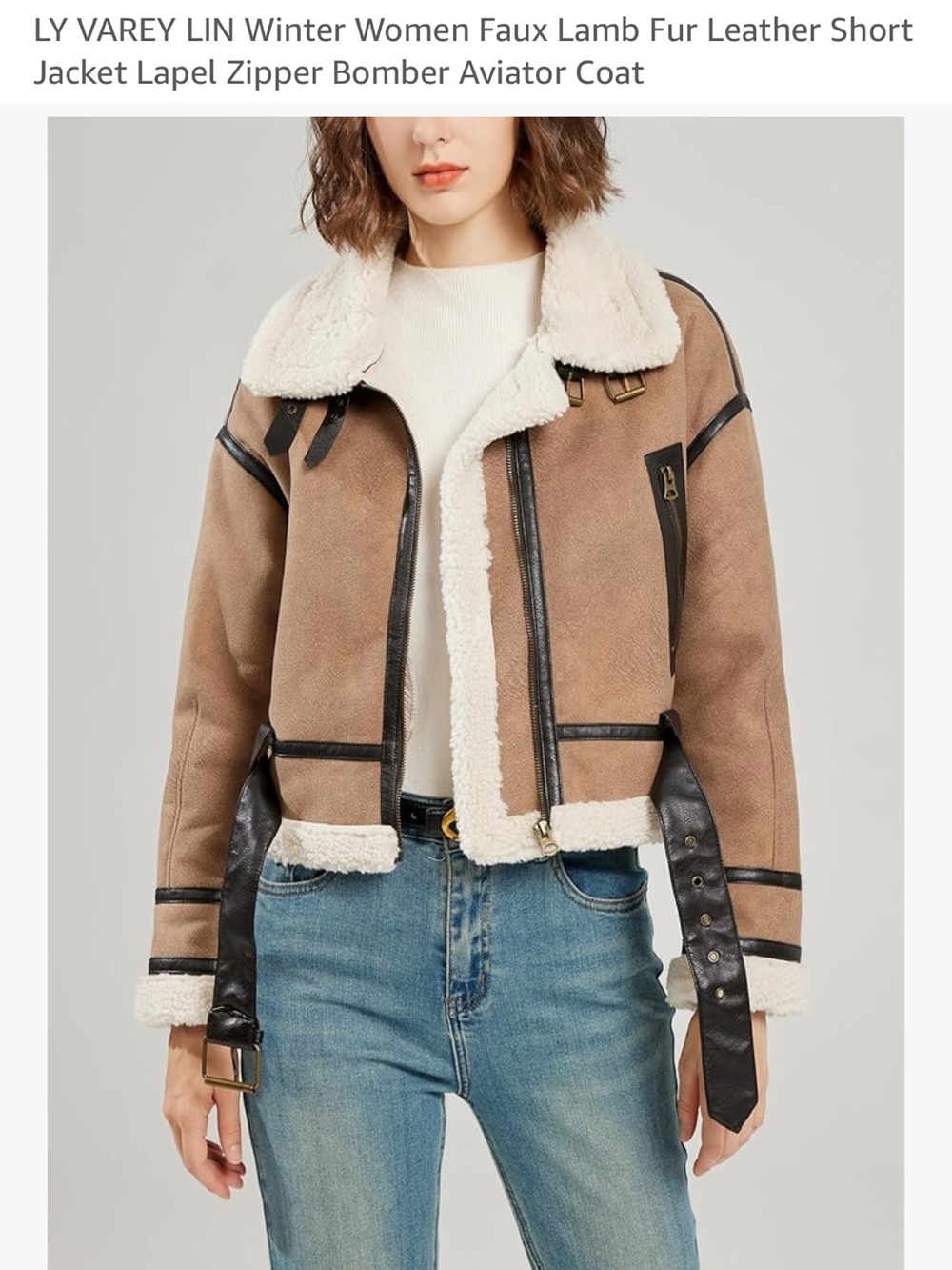 LY VAREY LIN Winter Women Faux Lamb Fur Leather Short Jacket Size: XL NWT #Lux-Q